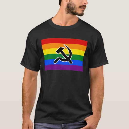LGBTQIA+ Pride Hammer & Sickle T-shirt (Voorkant)