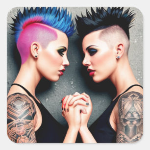 LGBTQIA+ Pride Lesbiennes Holding Handen Vierkante Sticker