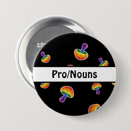  LGBTQIA Pride Mushroom Pronouns Ronde Button 7,6 Cm (Voorkant /achterkant)