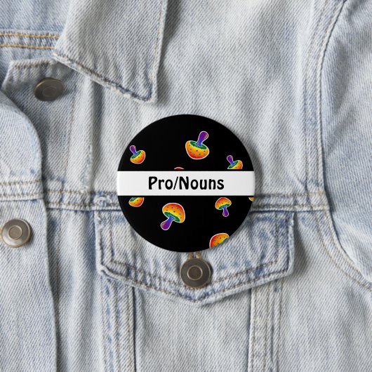  LGBTQIA Pride Mushroom Pronouns Ronde Button 7,6 Cm (In situ)