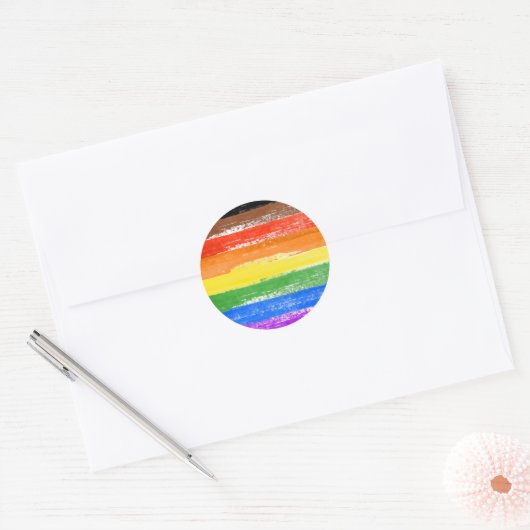 LGBTQIA+ Pride Paint Ronde Sticker (Envelop)