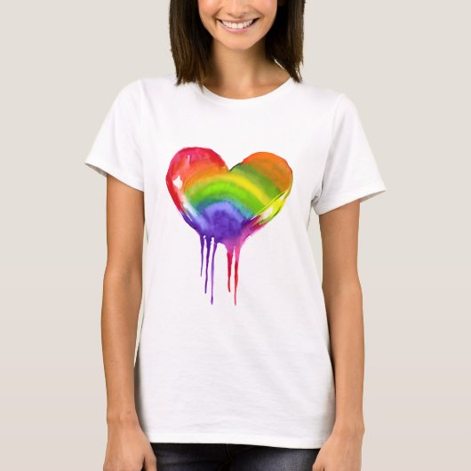 LGBTQIA+ Pride Regenboog Hart T-shirt (Voorkant)
