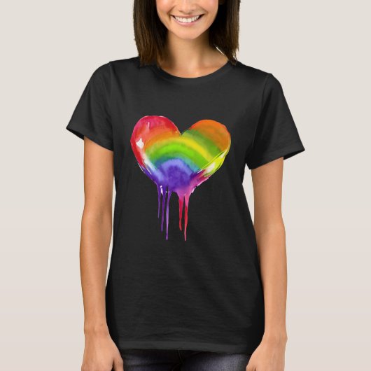 LGBTQIA+ Pride Regenboog Hart T-shirt (Voorkant)
