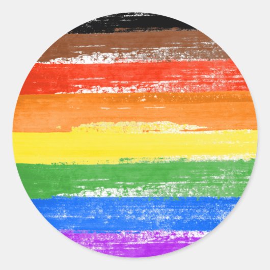 LGBTQIA+ Pride Verf Ronde Sticker (Voorkant)