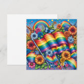LGBTQIA+ Pride Vlaggen, Regenbogen, Bloemen Kaart (Voorkant / Achterkant)