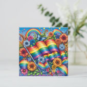 LGBTQIA+ Pride Vlaggen, Regenbogen, Bloemen Kaart (Staand voorkant)