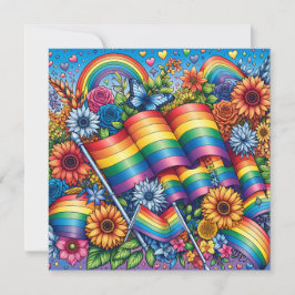 LGBTQIA+ Pride Vlaggen, Regenbogen, Bloemen Kaart