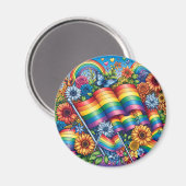 LGBTQIA+ Pride Vlaggen, Regenbogen, Bloemen Magneet (Voorkant / Achterkant)