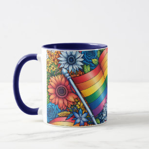 LGBTQIA+ Pride Vlaggen, Regenbogen, Bloemen Mok