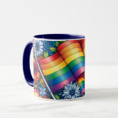 LGBTQIA+ Pride Vlaggen, Regenbogen, Bloemen Mok (Voorkant links)