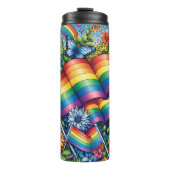 LGBTQIA+ Pride Vlaggen, Regenbogen, Bloemen Thermosbeker (Voorkant)