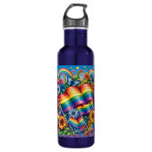 LGBTQIA+ Pride Vlaggen, Regenbogen, Bloemen Waterfles (Voorkant)