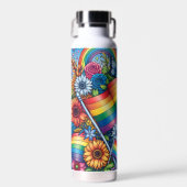 LGBTQIA+ Pride Vlaggen, Regenbogen, Bloemen Waterfles (Voorkant)