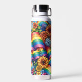 LGBTQIA+ Pride Vlaggen, Regenbogen, Bloemen Waterfles (Achterkant)