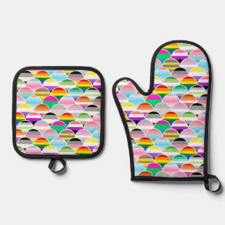LGBTQIA+ Queer Geschulpte Pride-vlaggenwaaiers Ovenwant & Pannenlap Set