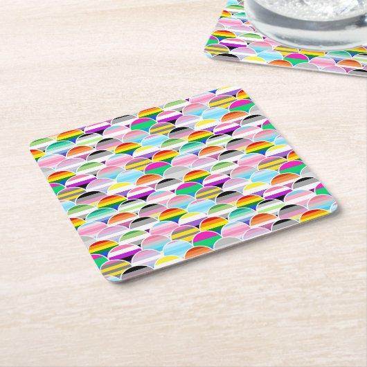LGBTQIA+ Queer Scalloped Pride Flag Fans Kartonnen Onderzetters (Schuin)