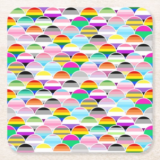 LGBTQIA+ Queer Scalloped Pride Flag Fans Kartonnen Onderzetters (Voorkant)