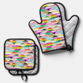 LGBTQIA+ Queer Scalloped Pride Flag Fans Ovenwant & Pannenlap Set (Voorkant / Achterkant)