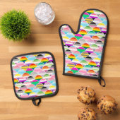 LGBTQIA+ Queer Scalloped Pride Flag Fans Ovenwant & Pannenlap Set (Top down)