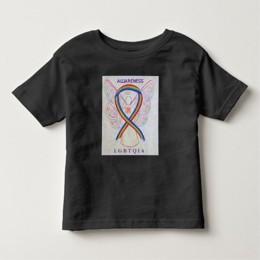 LGBTQIA Rainbow Awareness Ribbon Angel Shirt (Voorkant)