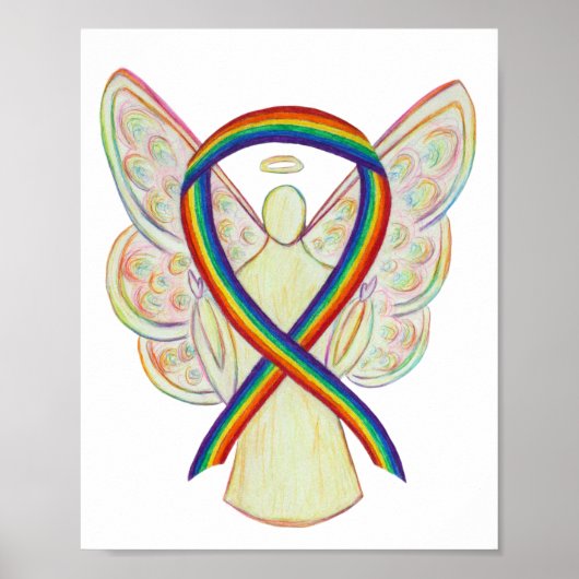 LGBTQIA Rainbow Awareness Ribbon Poster Art Print (Voorkant)