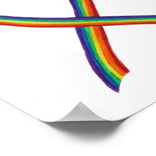 LGBTQIA Rainbow Awareness Ribbon Poster Art Print (Hoek)