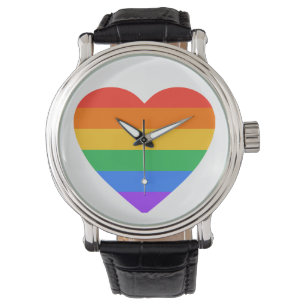 LGBTQIA Rainbow Heart Watch Horloge
