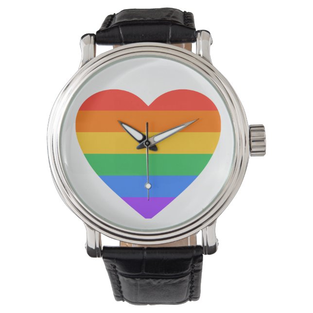LGBTQIA Rainbow Heart Watch Horloge (Voorkant)