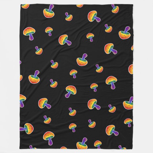 LGBTQIA Rainbow Pride Mushroom Patroon Fleece Deken (Voorkant)