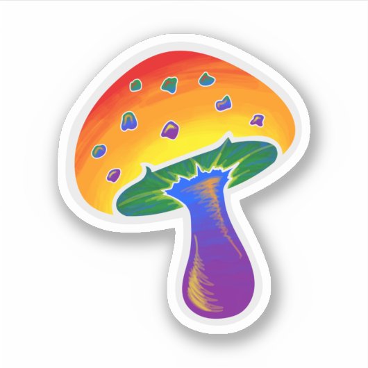 LGBTQIA Rainbow Pride Mushroom Patroon Sticker (Voorkant)