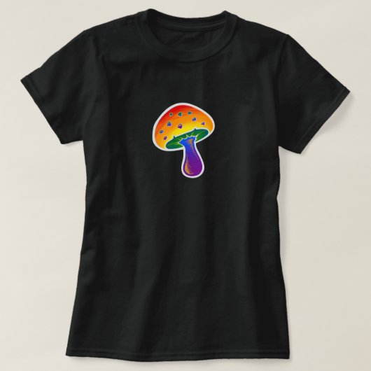 LGBTQIA Rainbow Pride Mushroom Patroon T-shirt (Design voorkant)