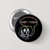  LGBTQIA+ Regenboogpride Pronouns Skull Ronde Button 5,7 Cm (Voorkant /achterkant)