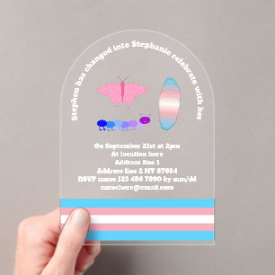 LGBTQIA Transgender Pride Caterpaal naar vlinder Acryl Uitnodigingen