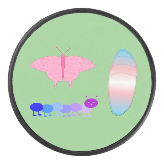 LGBTQIA Transgender Pride Caterpaal naar vlinder Hockey Puck (Voorkant)