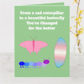 LGBTQIA Transgender Pride Caterpaal naar vlinder Kaart (Gele Bloem)