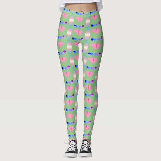 LGBTQIA Transgender Pride Caterpaal naar vlinder Leggings (Voorkant)
