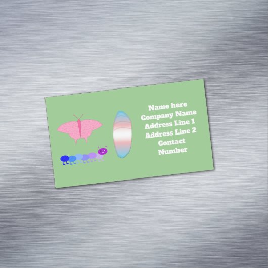 LGBTQIA Transgender Pride Caterpaal naar vlinder Magnetisch Visitekaartje (Voorbeeld)