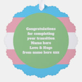 LGBTQIA Transgender Pride Caterpaal naar vlinder Ornament Kaart (Achterkant)