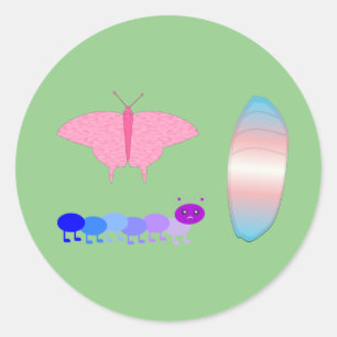 LGBTQIA Transgender Pride Caterpaal naar vlinder Ronde Sticker
