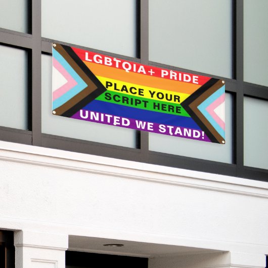 LGBTQIA+ "United We Stand" PRIDE GEPERSONALISEERD Spandoek (Buitenkant Gebouw)