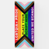 LGBTQIA+ "United We Stand" PRIDE GEPERSONALISEERD Spandoek (Verticaal)