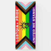 LGBTQIA+ "United We Stand" PRIDE Parade/Wall Spandoek (Verticaal)