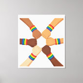 LGBTQIA+ Unity Circle with Rainbow Bracelets Canvas Afdruk (Voorkant)