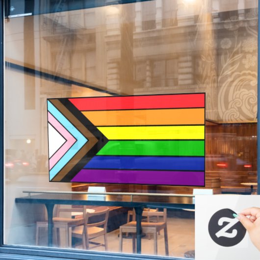LGBTQIA+ Vlag Pride en Steun Raamsticker (Cafe Raam)