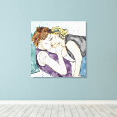 LGBTQIA+ Vrouwen Kust Waterverf Art Canvas Afdruk (Insitu (Houten vloer))