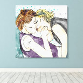 LGBTQIA+ Vrouwen Kust Waterverf Art Canvas Afdruk (Insitu (Houten vloer))