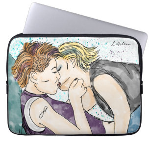 LGBTQIA+ Vrouwen Kust Waterverf Art Laptop Sleeve