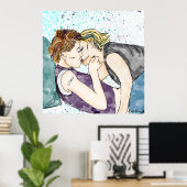 LGBTQIA+ Vrouwen Kust Waterverf Art Poster (Thuiskantoor)