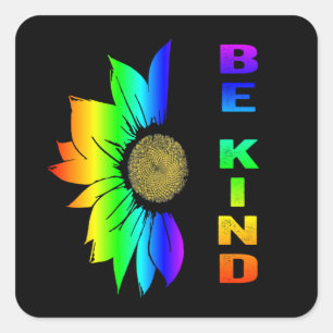 LGBT's zijn de regenboogvlagbloem Vierkante Sticker