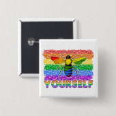 LGBT's zijn jezelf Vierkante Button 5,1 Cm (Voorkant /achterkant)